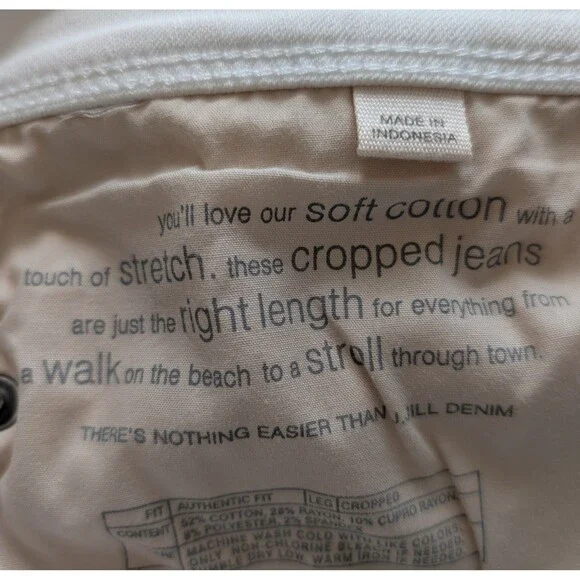 J Jill Denim Size 16 Authentic Fit Cropped White Stretch Jeans Cuffed Preppy - Picture 11 of 12